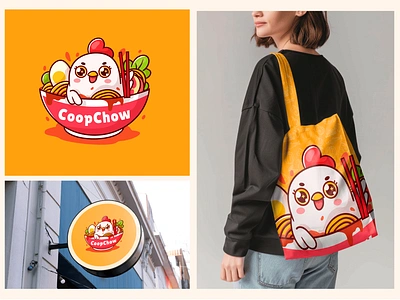 Ramen Chicken mascot logo animal logo branding cute logo food logo logo mascot logo