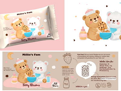 Illustration for Cookies Packaging branding children`s illustration cookies digital watercolor hand draw healthy illustation label design packaging design