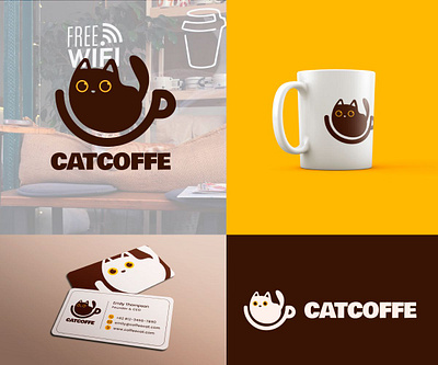 Catcoffe logo coffe logo cute logo logo