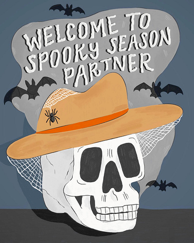 Welcome To Spooky Season Partner adobe fresco digital illustration editorial illustration greeting card hand type illustration lettering