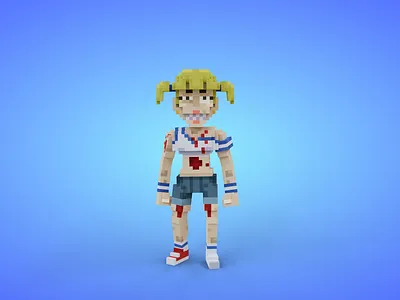 Voxel Female Zombie Character 3 - 3D Fantasy Game Asset 3d 3d model characters fantasy female game asset girl isometric lowpoly magicavoxel stylized unity3d voxedit voxel voxel art voxelart zombie zombies