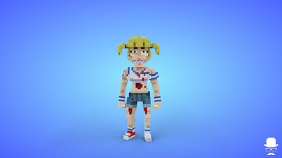 Voxel Female Zombie Character 3 - 3D Fantasy Game Asset 3d 3d model characters fantasy female game asset girl isometric lowpoly magicavoxel stylized unity3d voxedit voxel voxel art voxelart zombie zombies