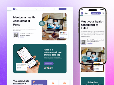 Landing Page Design for Plus - Health consulting App app branding design doctor header homepage landing minimal mobile modern ui ux web design