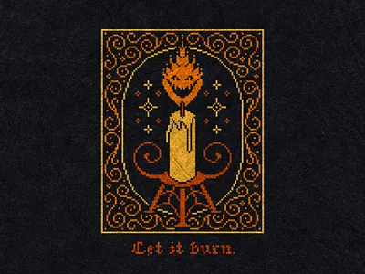 Pixel Art Design - Let it Burn 8 bit candle cross stitch dark dark fantasy drawtober halloween inktober magic occult pixel pixel art spooky spooky season witchy