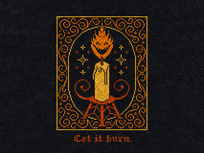 Pixel Art Design - Let it Burn 8 bit candle cross stitch dark dark fantasy drawtober halloween inktober magic occult pixel pixel art spooky spooky season witchy