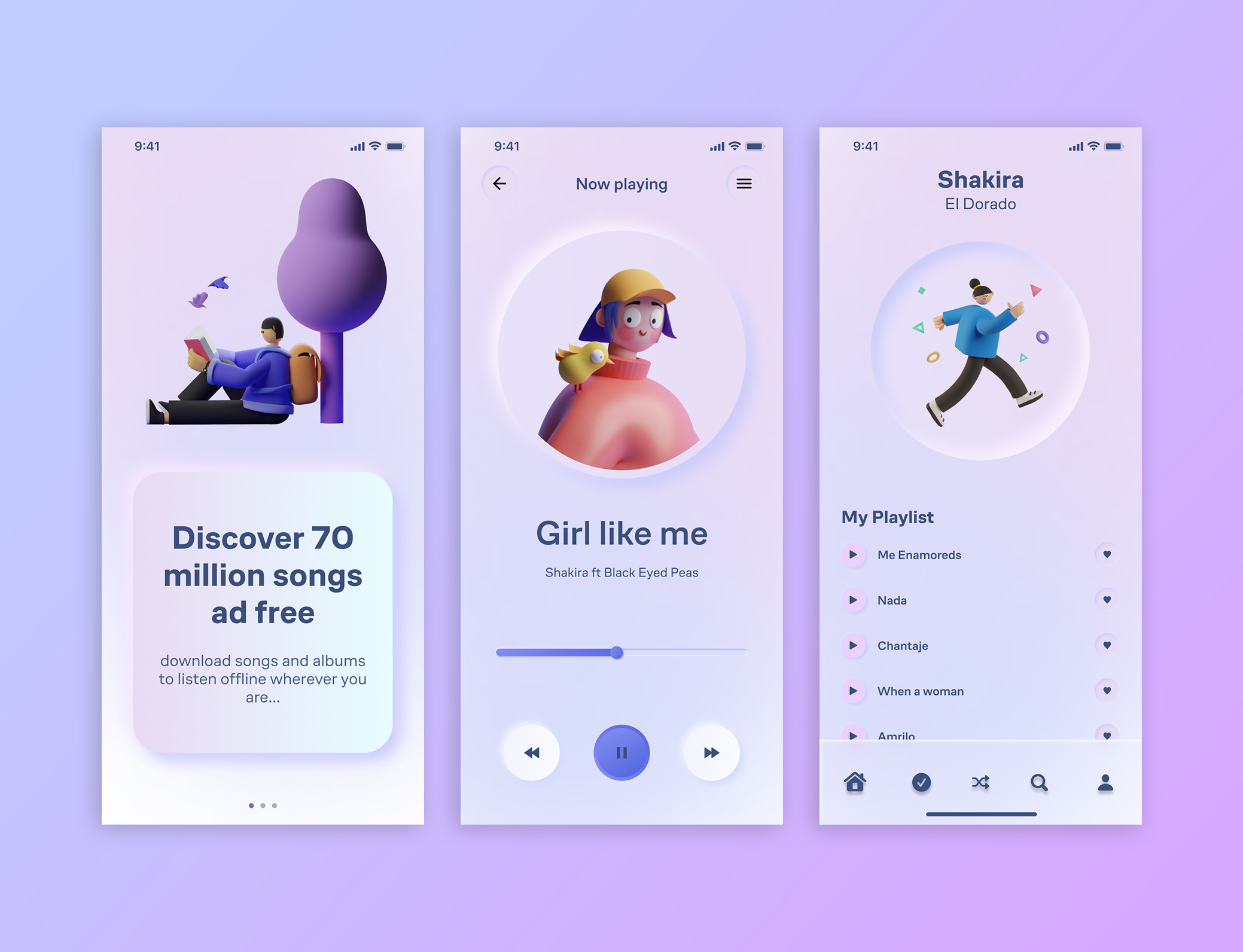 Music App UI 2025 trend app design app interface figma app mp3 music soft ui ui