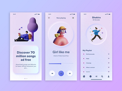 Music App UI 2025 trend app design app interface figma app mp3 music soft ui ui