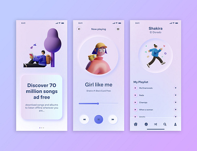 Music App UI 2025 trend app design app interface figma app mp3 music soft ui ui