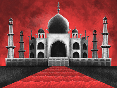 Taj Mahal - dark textured illustration collection #4 3d architect black collection disney illustration minimalistic red style tajmahal texture