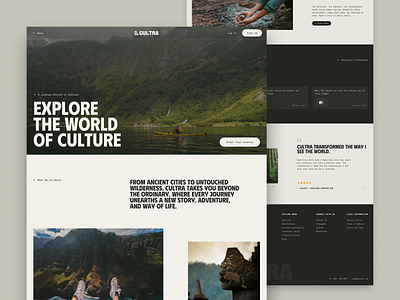 Cultra - Travel Agency adventure agency brand culture design explore hero landing page logo modern nature travel travel agency travel guide ui ux web design website wilderness