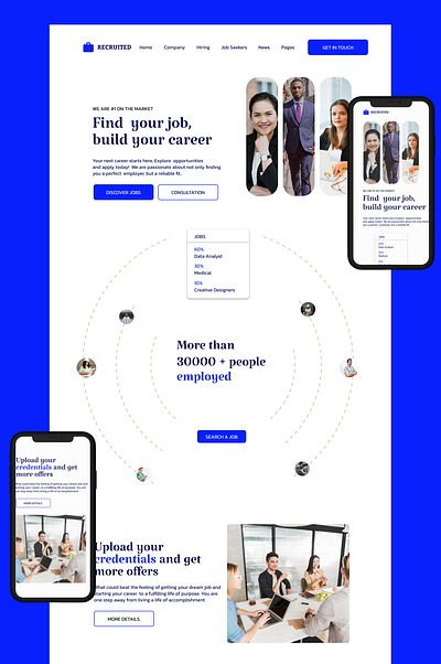 A job application landing page