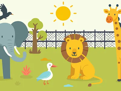 Illustration of a fun zoo scene! artanimals illustrationanimals lionillustration zooart zoodrawing