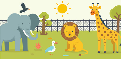 Illustration of a fun zoo scene! artanimals illustrationanimals lionillustration zooart zoodrawing