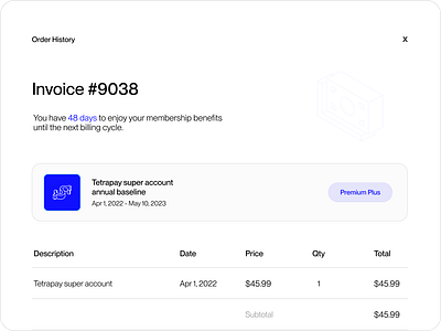 Subscription Invoice graphic design ui