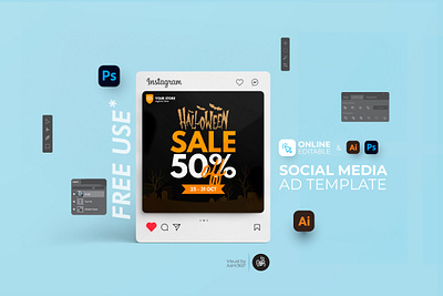 Halloween Sale Instagram Post aam360 aam3sixty big halloween offer big sale branding concept design halloween halloween offer halloween party flyer halloween sale illustration mega sale offer product sale sale