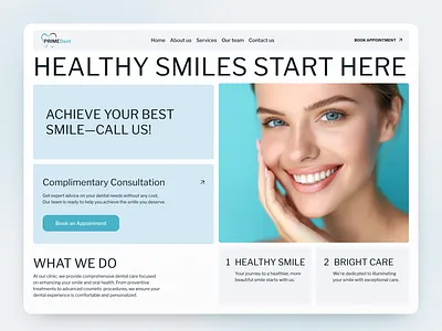 Landing Page Design for Modern Dental Services clean design dental care dental clinic healthcare healthcare website homepage design landing page medical website minimalist modern ui patient care responsive design uiux design user interface web design