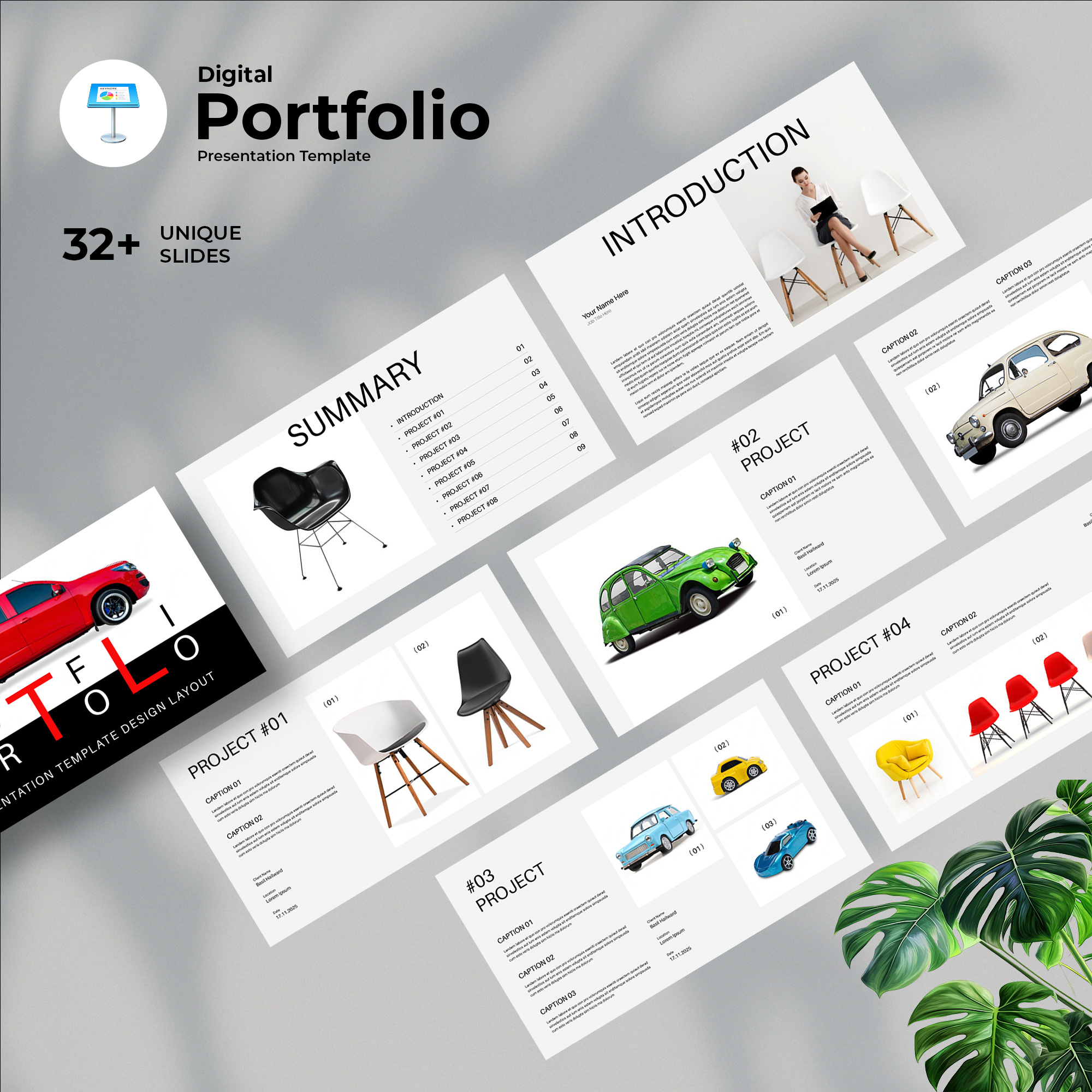 Digital Portfolio Keynote Template branding clean creative design google slide graphic design illustration keynote minimalist portfolio powerpoint presentation