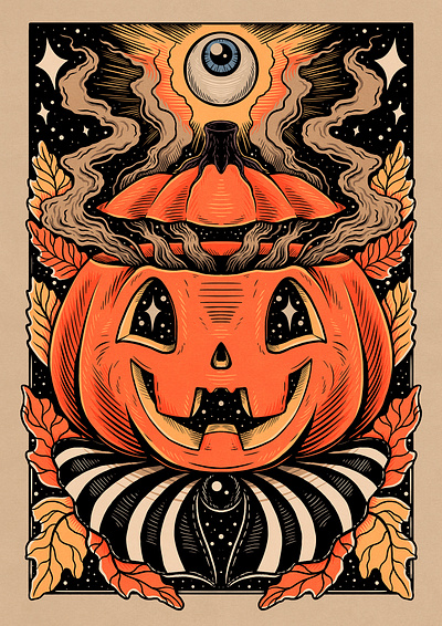 Spooky cute drawing halloween illustration jack o lantern pumpkin spooky