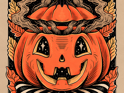 Spooky cute drawing halloween illustration jack o lantern pumpkin spooky