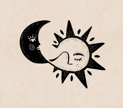 Cosmic Merge design flat design illustration moon procreate sun tattoo