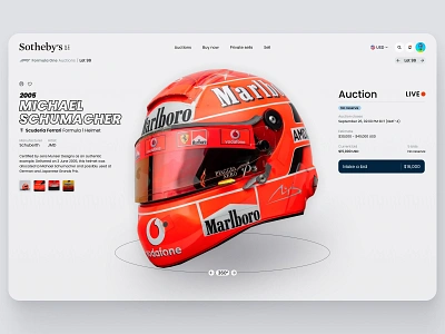 Auction app - Formula One 3d app car ecommerce ferrari formula one helmet interaction racing schumacher sport ui ui design