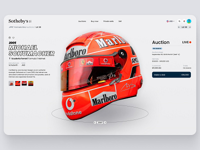 Auction app - Formula One 3d app car ecommerce ferrari formula one helmet interaction racing schumacher sport ui ui design