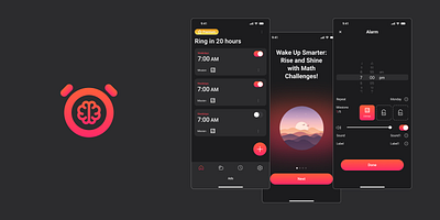 AlarmMissions: Smart Alarm iOS App Design 3d animation branding graphic design logo motion graphics ui
