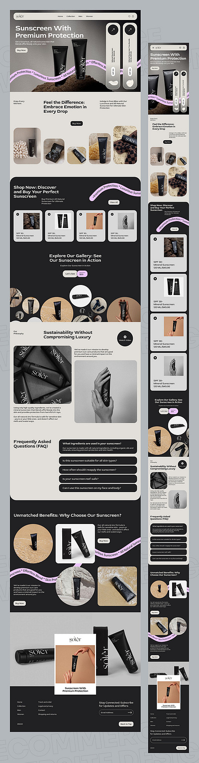 Ecommerce sunscreen store ui ux website