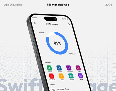 SwiftManage: Revolutionizing File Management App app appdesign design file management illustration minimal modern ui uiinspiration uiuxdesign userinterface