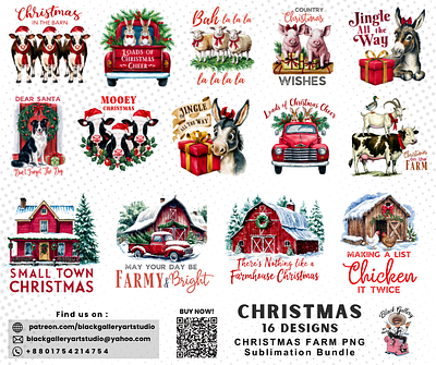 Christmas Farm PNG Sublimation Design vintage