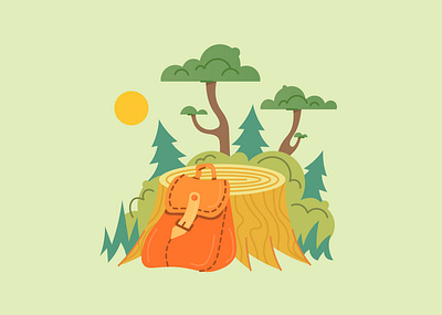 Backpack backpack camping flat flat illustration forest illustration journey nature travel traveling trees vector