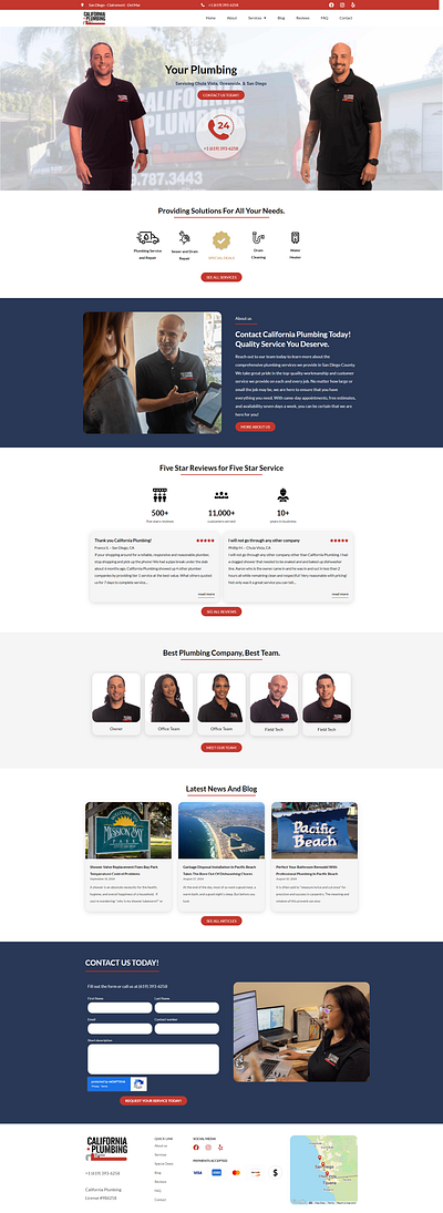 Best plumbers service Website in California. animation branding builder website design elementor landing page ui website design wordpress website