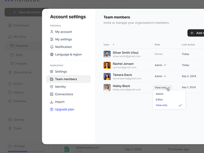 Account settings account daily dailyui dashboard design ecommerce graphic design member members settings team teamspaces ui uidesigner users