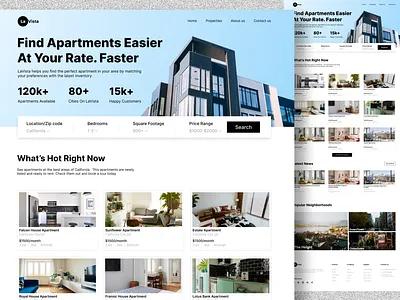 "LaVista - Modern Apartment Rental UI Design" apartment app design figma figma design landing page minimalistic real state rental ui ui website design
