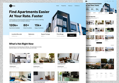 "LaVista - Modern Apartment Rental UI Design" apartment app design figma figma design landing page minimalistic real state rental ui ui website design