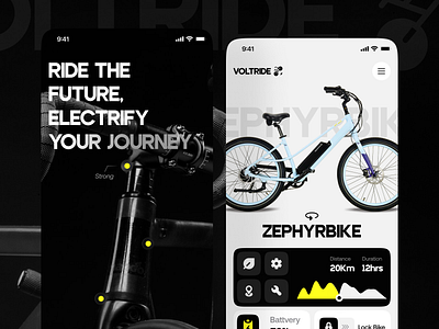 Smart Bike App ai app design bike bike app clean eco electric electric bike ev bike minimal product design smart bike app startup tech tesla ui design