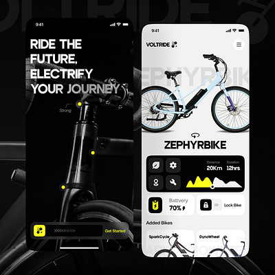 Smart Bike App ai app design bike bike app clean eco electric electric bike ev bike minimal product design smart bike app startup tech tesla ui design