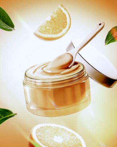 PHOTOMONTAGE´S COMPOSITION SKINCARE WITH ORANGE EXTRACTS