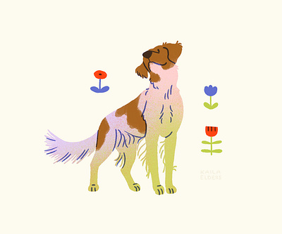 Brittany Dog Illustration brittany digital illustration dog dog art dog illustration dogs gradient rainbow spot illustration