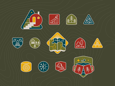 Tree Tents - Icon Set adventure camping icons outdoors wes anderson