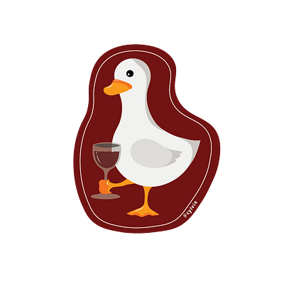 Wine goose artwork goose illustration sticker wine