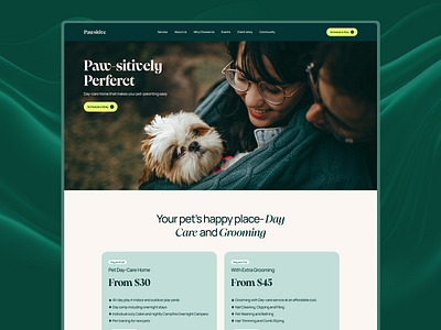 Pawsitive Website Design branding cat cat grooming daily ui day care home dog dog grooming illustration landing page minimal pet pet care pet grooming pet vaccination product design service uiux design veterinary web design