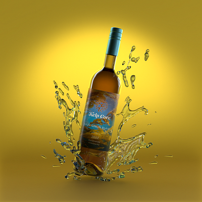 Kelp Cove Winery 3d design branding creative direction graphic design logo product photography product styling wine label wine mockup