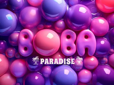 BOBA Paradise Cafe 3d branding creative direction firefly graphic design logo typography vector