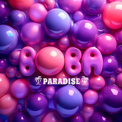 BOBA Paradise Cafe 3d branding creative direction firefly graphic design logo typography vector