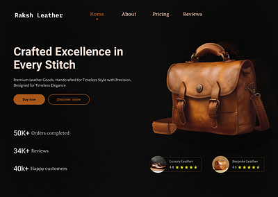 Landing page design for leather selling website design figma landing page leather products ui ux web design website design