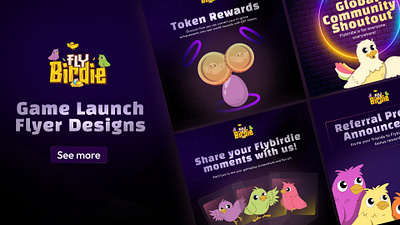 Fly Birdie Web 3 Game Flyer Designs call to action crypto flyer game gaming graphic design illus illustration instagram marketing campaign nft social media design social media marketing tech web3