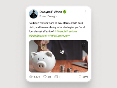 finpal: AI Finance Assistant App - Community Post Image UIUX ai finance assistant clean comment ui community post community post ui finance companion finance ui kit green minimal modern post post card post comment post ui posting posting ui simple user post user post card user post ui