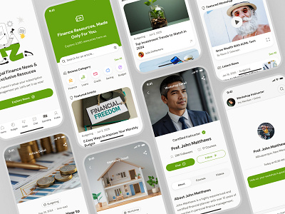 finpal: AI Finance Assistant App - Resources & News Flow UIUX article article card article detail article ui blog blog card blog detail blog ui clean finance ui finance ui kit green minimal modern news news detail news ui resources resources ui soft