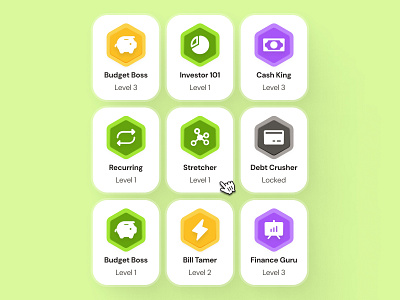 finpal: AI Finance Assistant App - Achievement Badge Set UIUX achievement achievement ui achievements badge badge ui clean finance achievement finance assistant finance companion finance ui finance ui kit financial achievement fintech ui kit green minimal modern simple trophy trophy illustration trophy ui